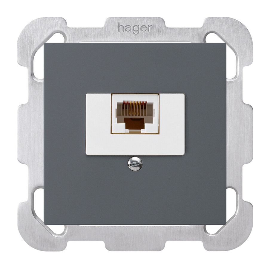 Einsatz zu Anschlussdose kallysto 1×RJ45u anthrazit mit Befestigungsplatte