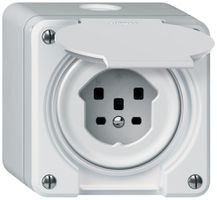 Presa AP robusto 1×T25 16A 400V 86×86mm IP21 bianco