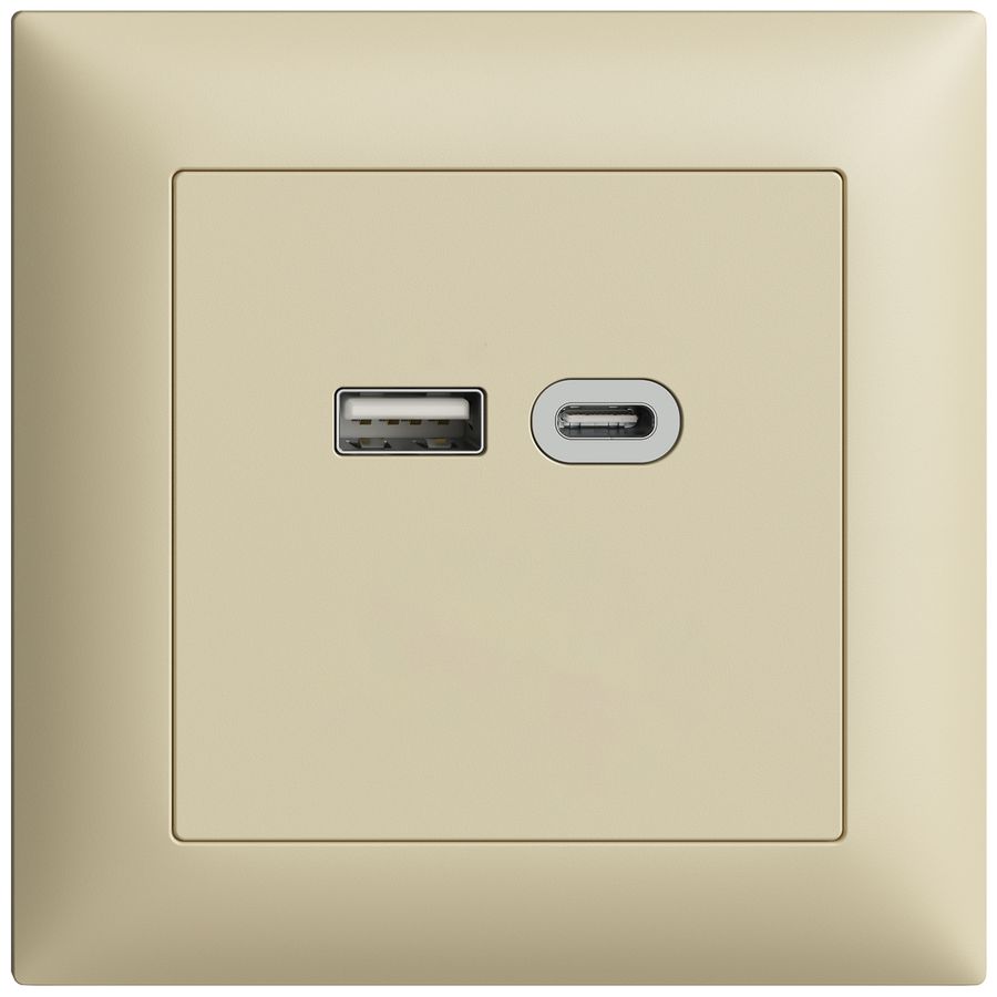 Prise ENC USB 18W type A + type C Feller EDIZIOdue FMI 230V 3600mA vanille