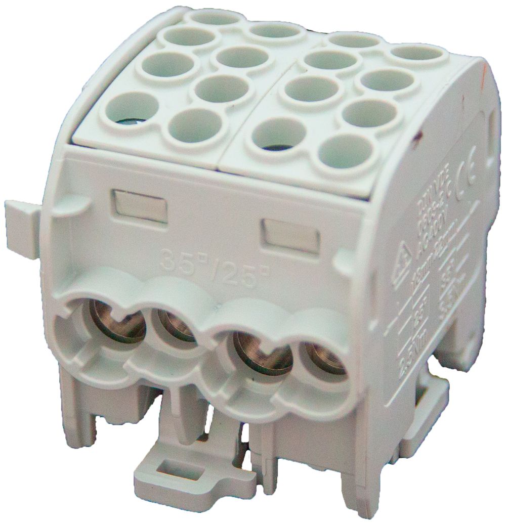 Bloc répartiteur type C 4×35/4×25mm² 125A Alu-CU gris