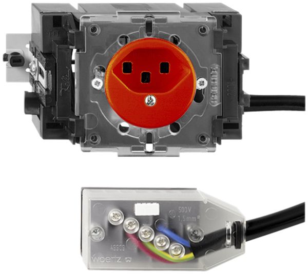 EB-Steckdose FH T23 L1 orange 49…69mm für Flachkabel Technofil