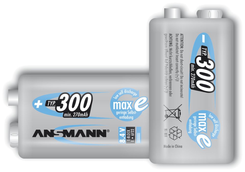 Accu NiMH 6LR61 8.4V 250mAh, 2 pièces