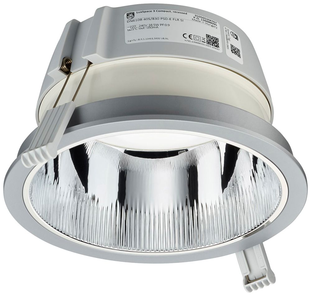 LED-Downlight Philips LuxSpace Compact FLR 10.8W 2000lm 840 WB Ø214mm Silber