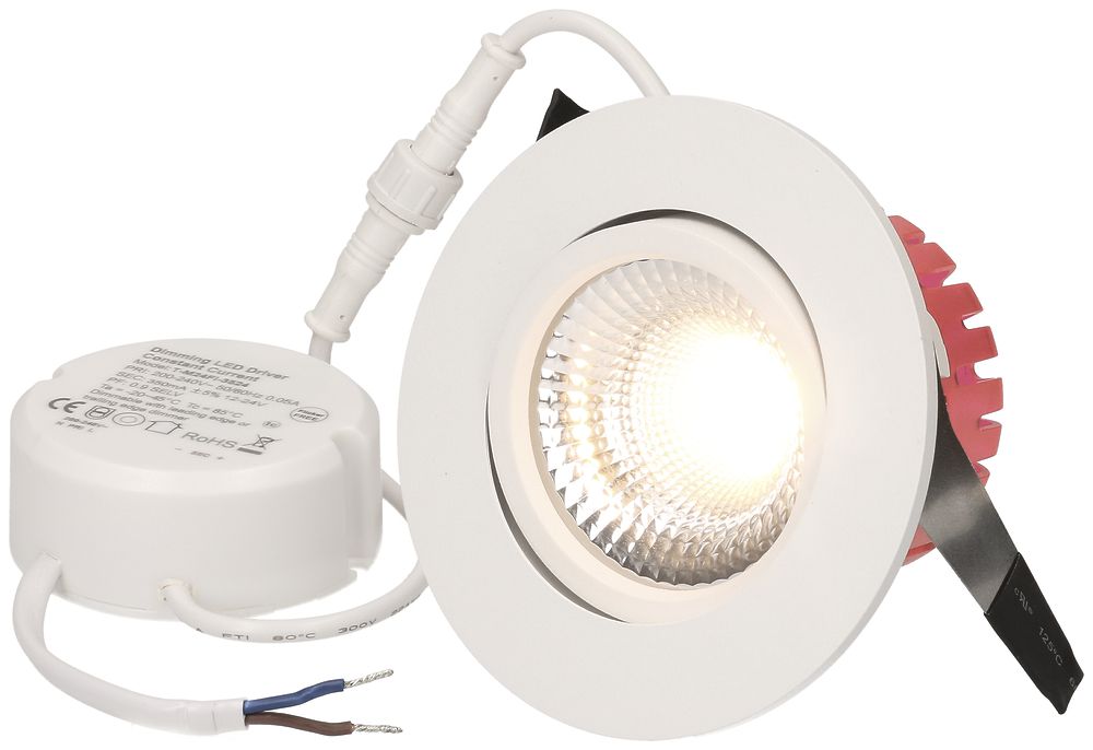 EB-LED-Spot maxLUCE SOLVO-IP65 8W 230V DIM 750lm 930 Loch-Ø80mm 38° IP65 weiss