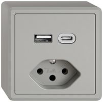 Prise de charge USB AP EDIZIO.liv SNAPFIX® USB A+C/T13 3A 230VAC grc