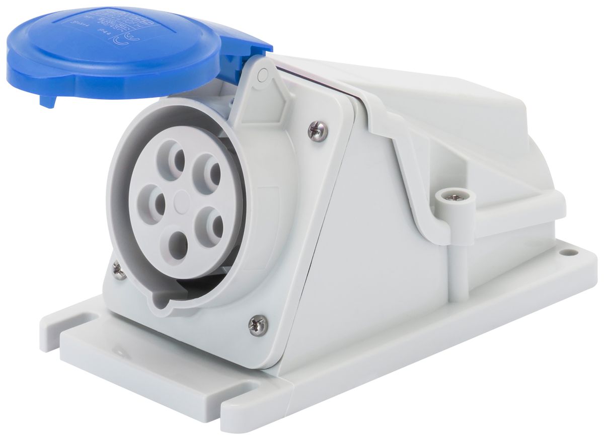 Prise CEE AP Gewiss 309 HP 5P 32A 230V bl 9h IP44 à vis 170×105mm