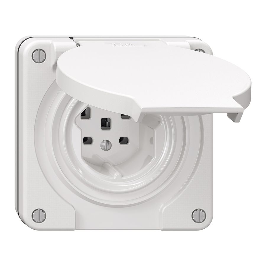 NUP-Steckdose NEVO, 1×T25, IP21, weiss