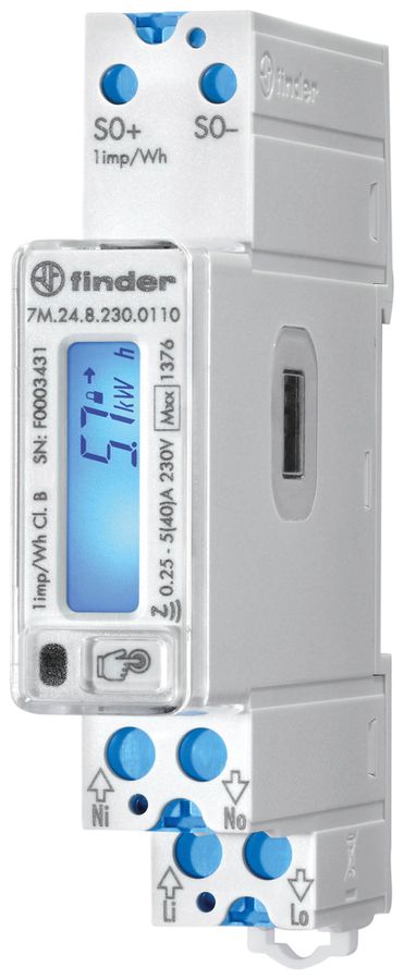Compteur d'énergie AMD FINDER 7M.24 1L directe 40A électrique S0 MID-EU