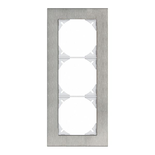 Cadre de rec.EDIZIOdue prestige 3×1 acier chromé poncé