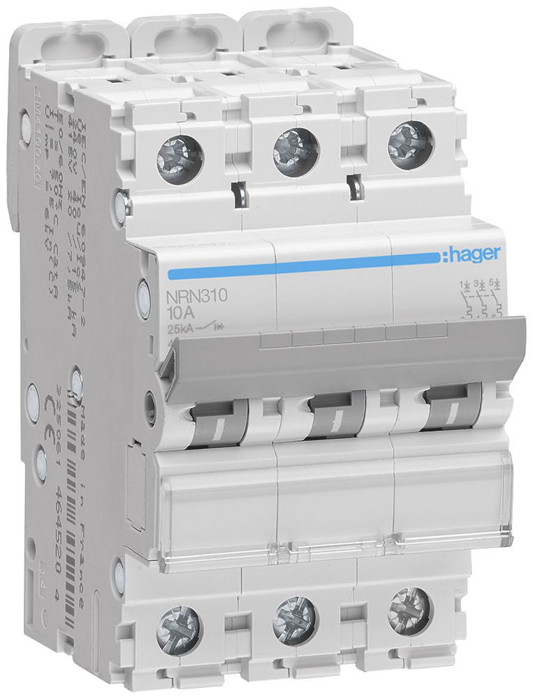Leitungsschutzschalter Hager MCB 3P 415V Typ C 10A 3TE