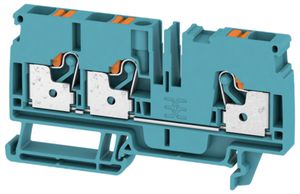 Borne de passage Weidmüller A3C PUSH IN 6mm² 3 connex.TS35 bleu