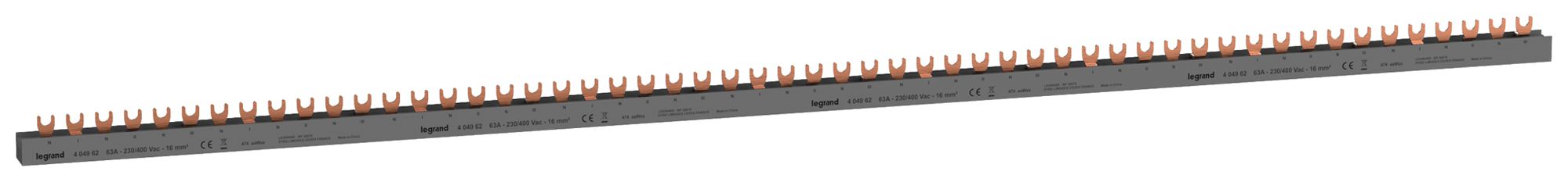 Kammschiene HX³standard 4P 3Ph Gabel 16mm² 80A 976mm grau