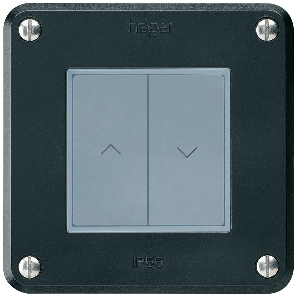 KNX-Storentaster Hager BA robusto A 2-fach 86×86mm schwarz