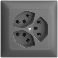 UP-Steckdose 3×T23 16A EDIZIOdue dunkelgrau, mit Steckklemmen