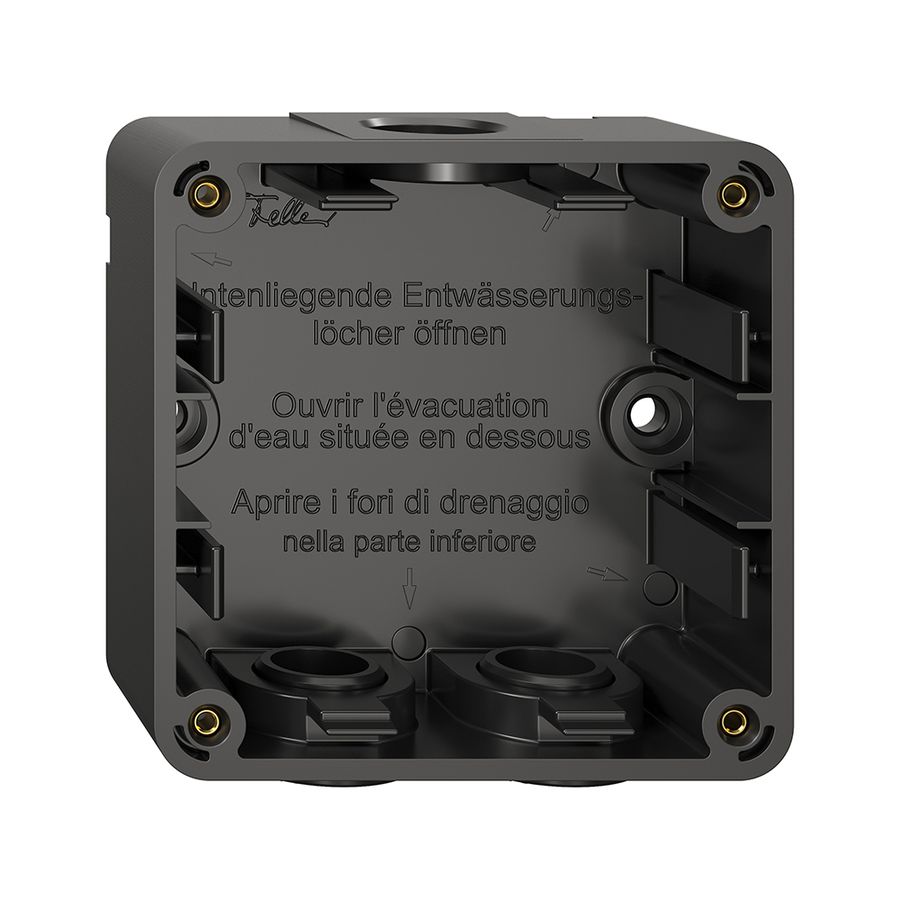 NAP-Gehäuseunterteil NEVO, 1×1, mit Dichtung, H=35mm, 3×M20, 87×87mm, schwarz