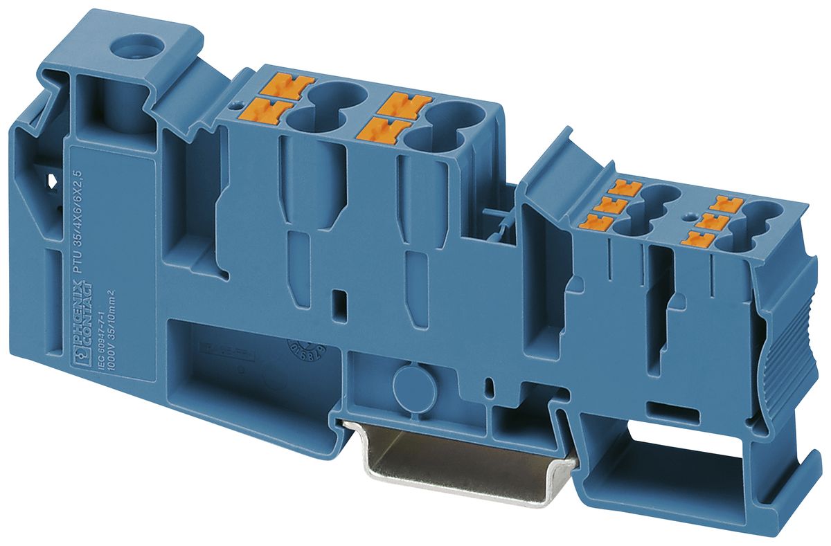 Distributeur de potentiel joignable PX PTU 35 BU 35mm²105A 1000V 11×1 DIN35 bl