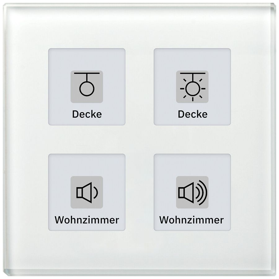 UP-Taster KNX MDT BE-GT04W.01 4T/4B LED Glas weiss