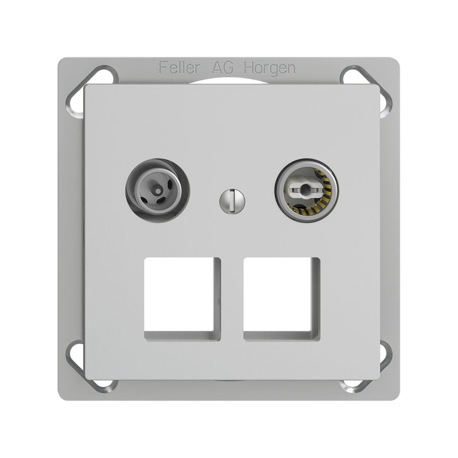 EB-Multimediadose 15dB Edue FM.TE, Durchgangsdose, f.2×RJ45 Keystone, hellgrau