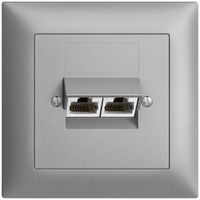 Prise ENC 2×RJ45/s 4P sép.EDIZIOdue silver ITplus
