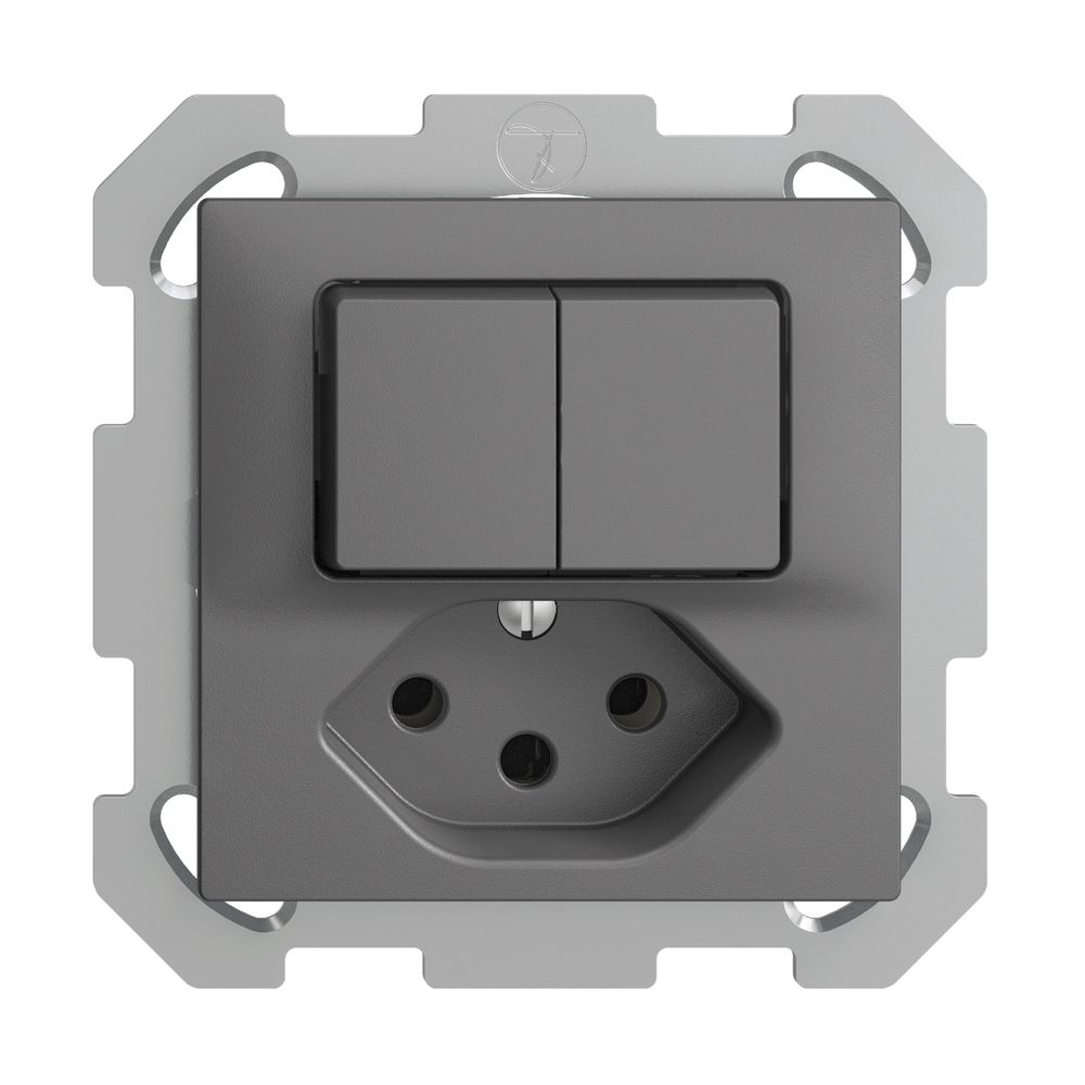 Combinazione INC 2×A-R/1P+T13 EDIZIOdue grigio scuro