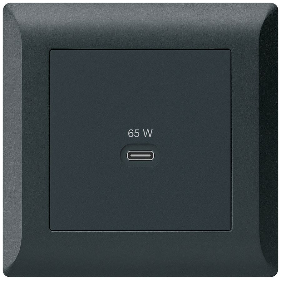 Prise de charge USB ENC Hager kallysto.line type C 65W 3250mA noir