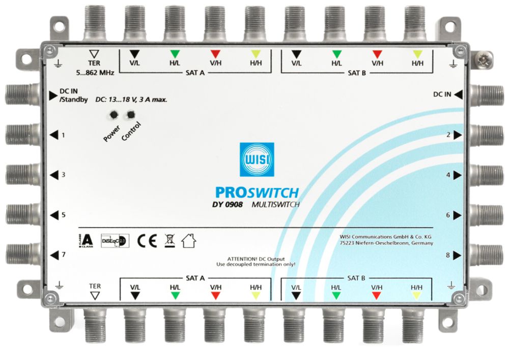 Multischalter DY0908 17 Eingänge, 8 Ausgänge Standalone und Kaskade