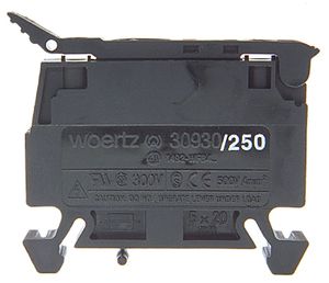 Borne de sécurité mini. 4mm² noir, avec marquer pour fusible 250V