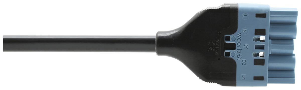 Câble de raccordement Woertz 49345/C2 5×1.5mm² 250V 16A 10m bl fiche-libre Cca
