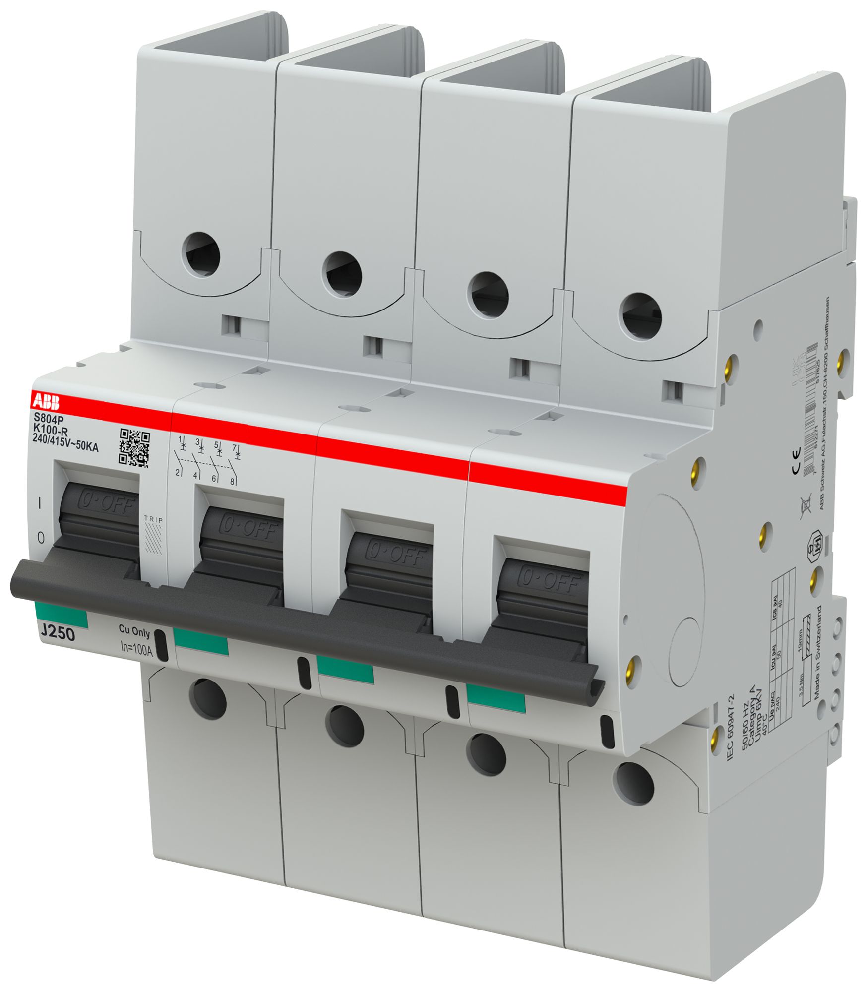 Leitungsschutzschalter ABB S804P-K100-R 4P 400V K-100A 50kA 6TE