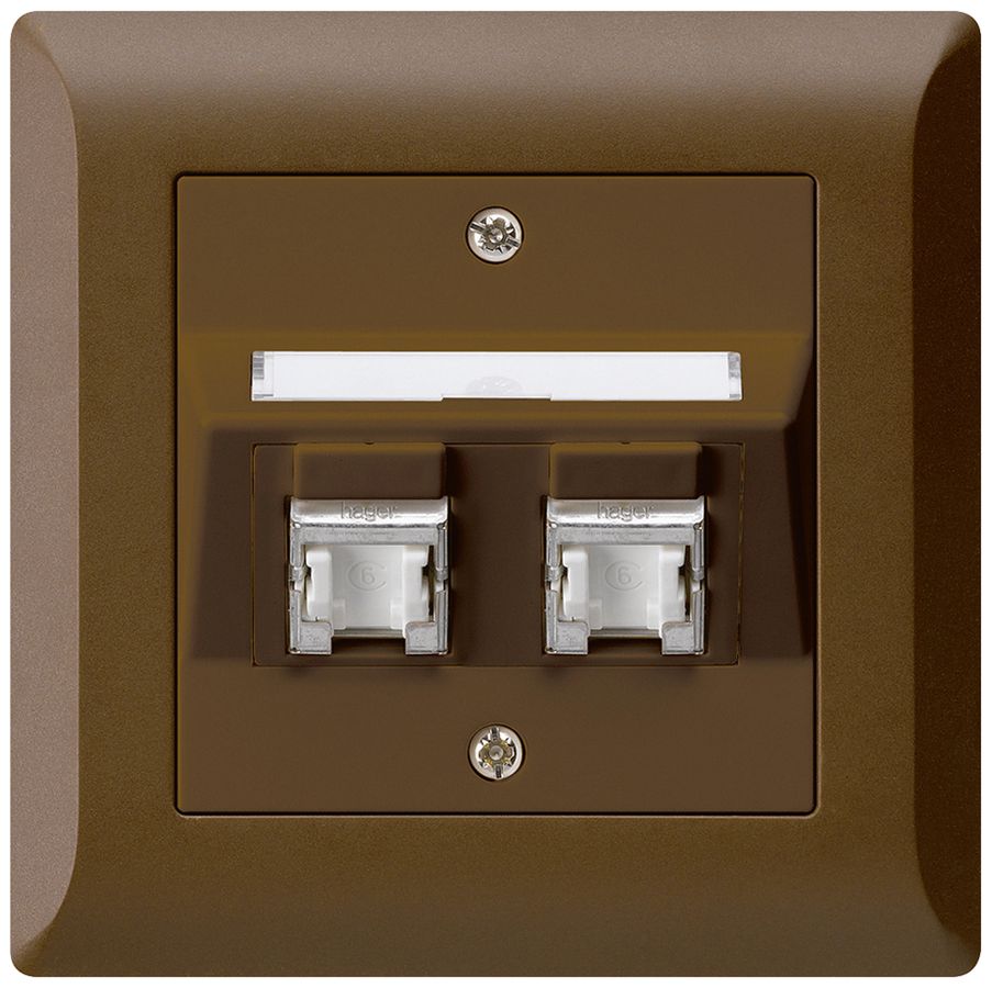 UP-Montage-Set kallysto.line C Kat.6 2RJ45/s braun