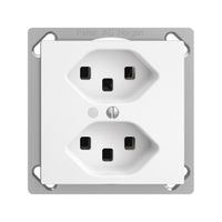 EB-Steckdose 2×T23 16A EDIZIOdue weiss mit LED grün, Steckklemme