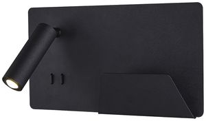 LED-Wandleuchte SLV SOMNILA SPOT RIGHT 15W 3000K mit Leselicht und USB schwarz