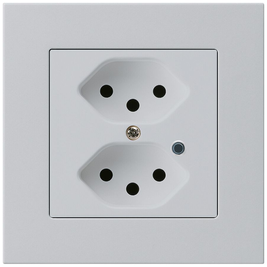 UP-Steckdose Hager kallysto.pro 2×T13 beleuchtet C lichtgrau