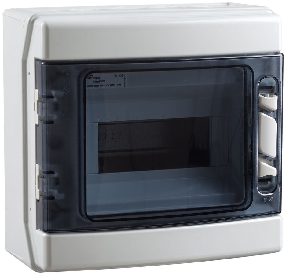 Coffret AP Elcase 231×238×118mm 1×8 modules IP65 IK08 650°C ABS/PC gris