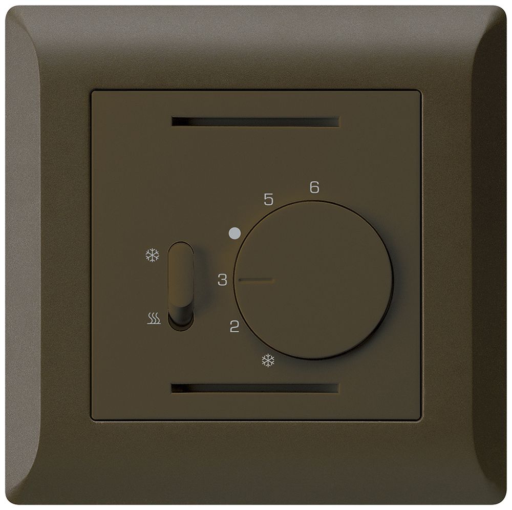 UP-Thermostat Hager kallysto.line, mit Schalter Heizen/Kühlen, braun