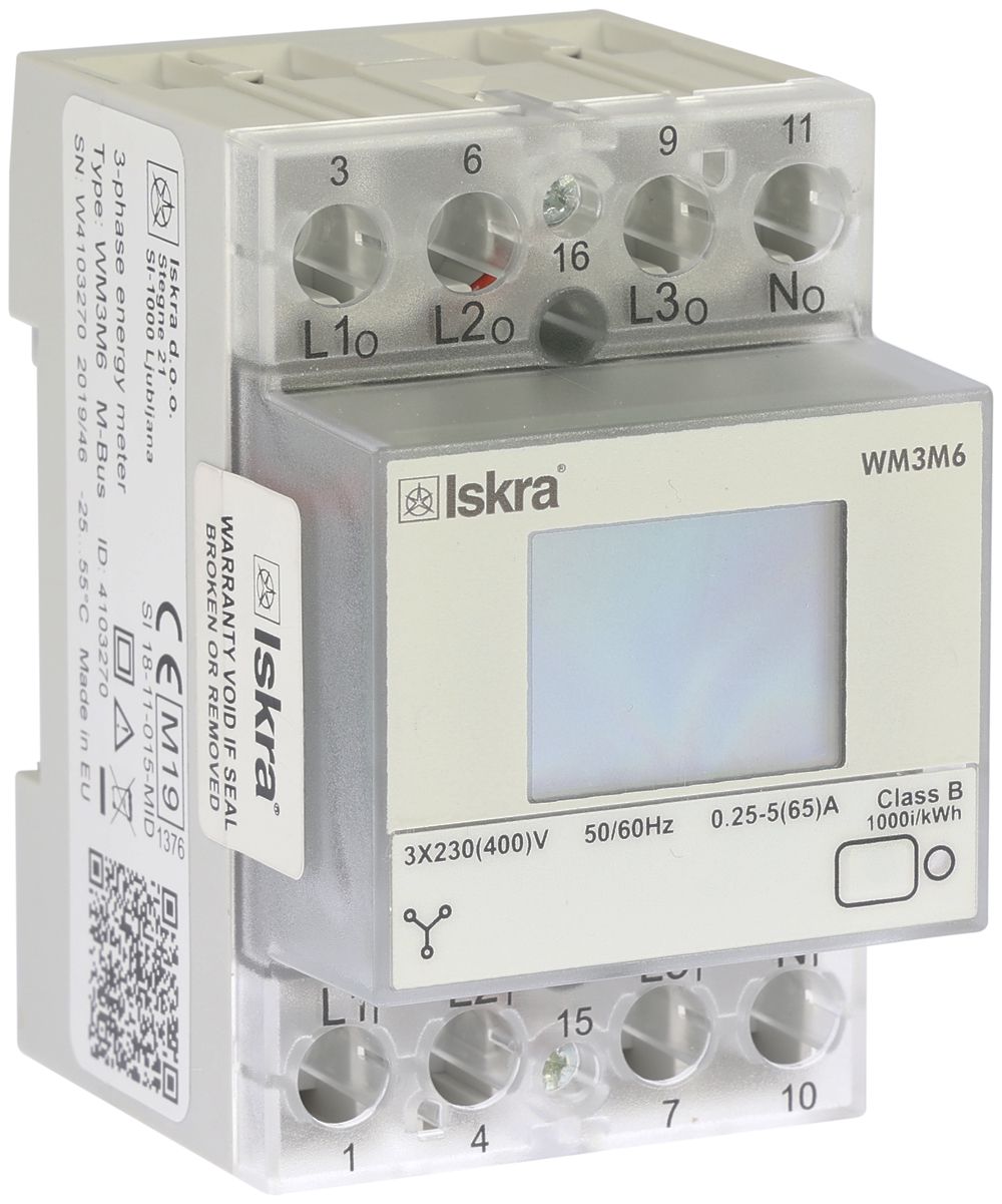 Compteur d'énergie numérique AMD ISKRA 3 phases MID 5…65A bidirectionnel M-Bus