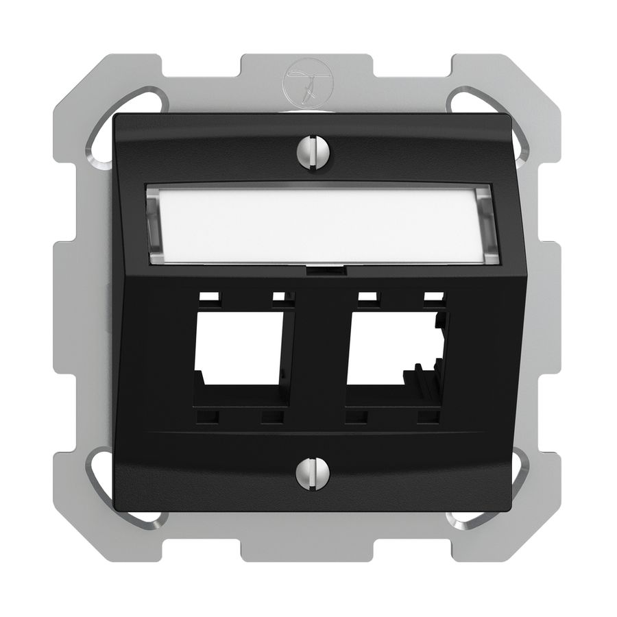 Kit de montage ENC EDIZIOdue, avec capot de sortie oblique, pour 2×RJ45, noir