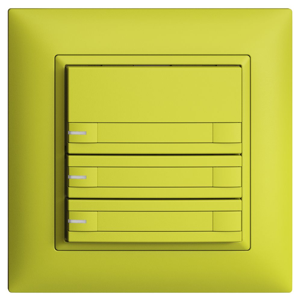 Poussoir KNX RGB ENC EDUE FMI, 250mW, a.LED RGB, papier, 3×pouss., C.2×T., lem