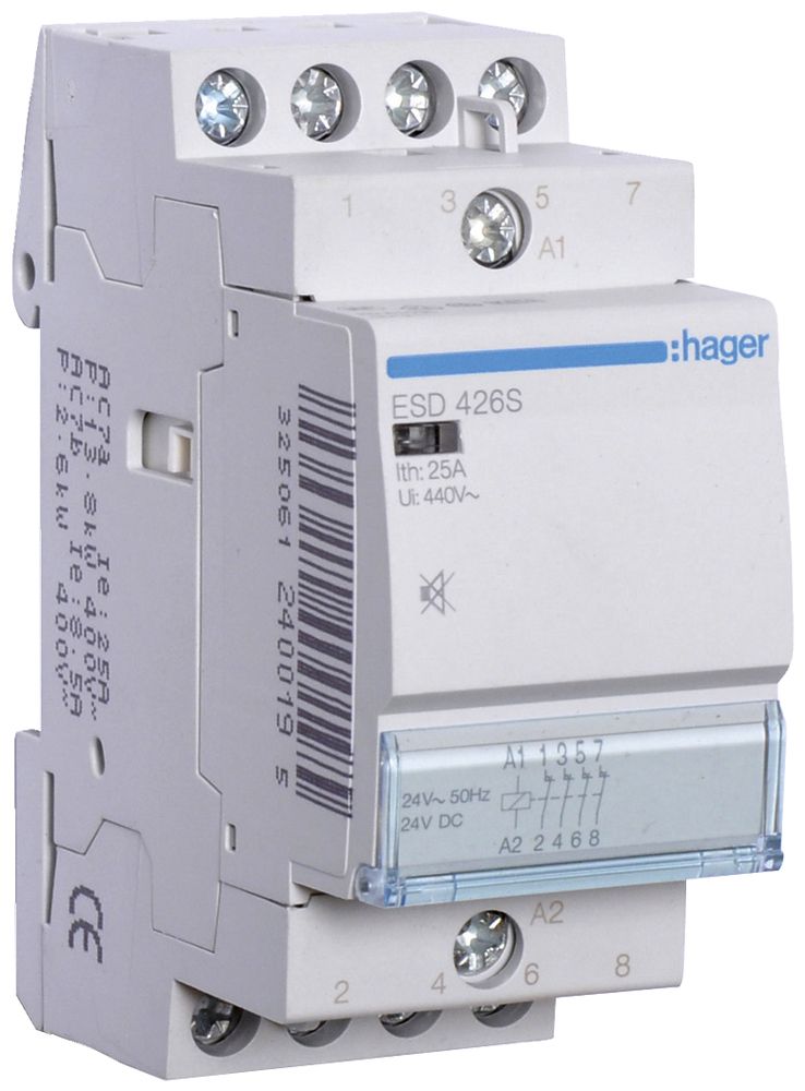 REG-Schütz Hager ESD 24VAC 4 Öffner 25A brummfrei 2TE