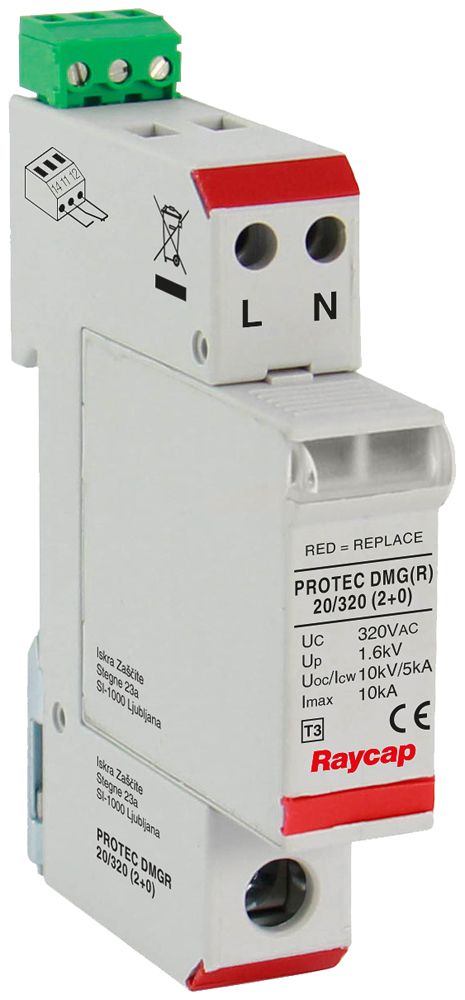 REG-Überspannungsableiter ProTec DMG20/320-2+0-R, Typ 3, 63A, L/N TN-S