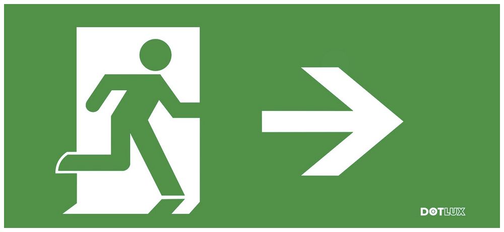 Pittogramma DOTLUX, con freccia verso destra p.lampada d.emergenza LED EXITflat