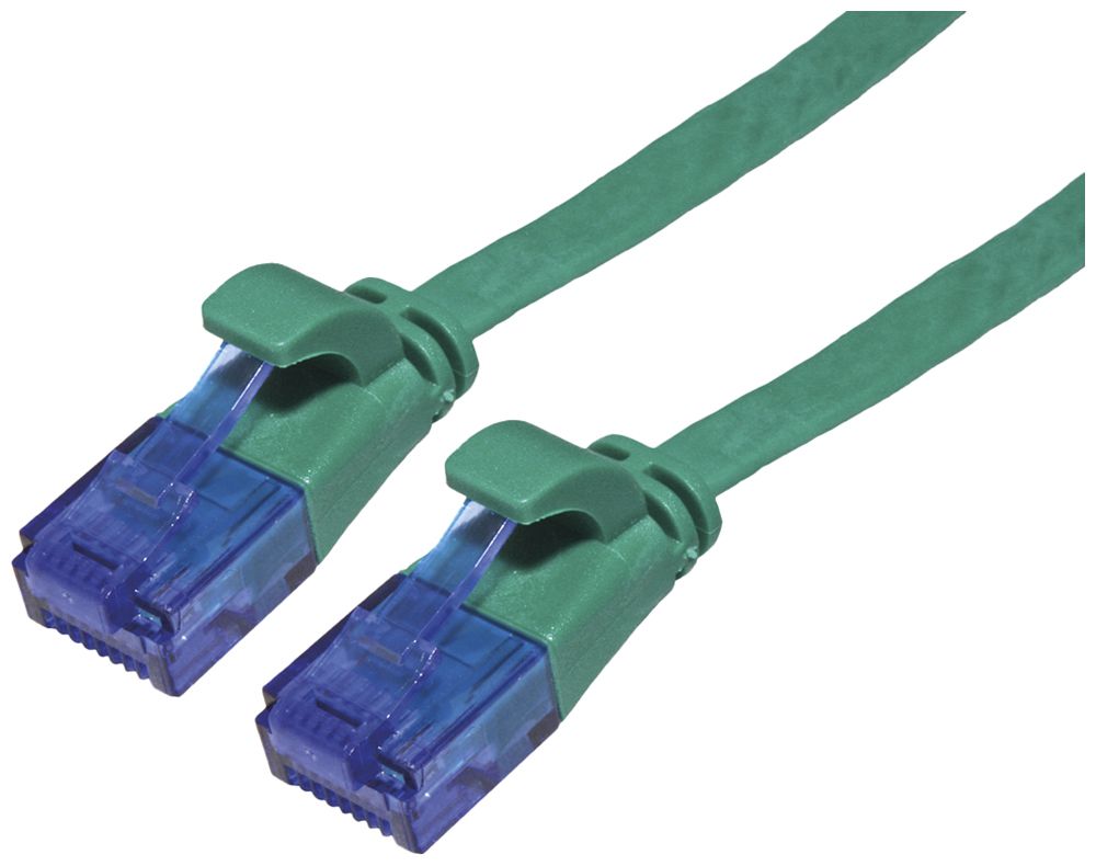 Câble patch RJ45 VALUE cat.6A U/UTP AWG32 PVC plat vert 0.5m