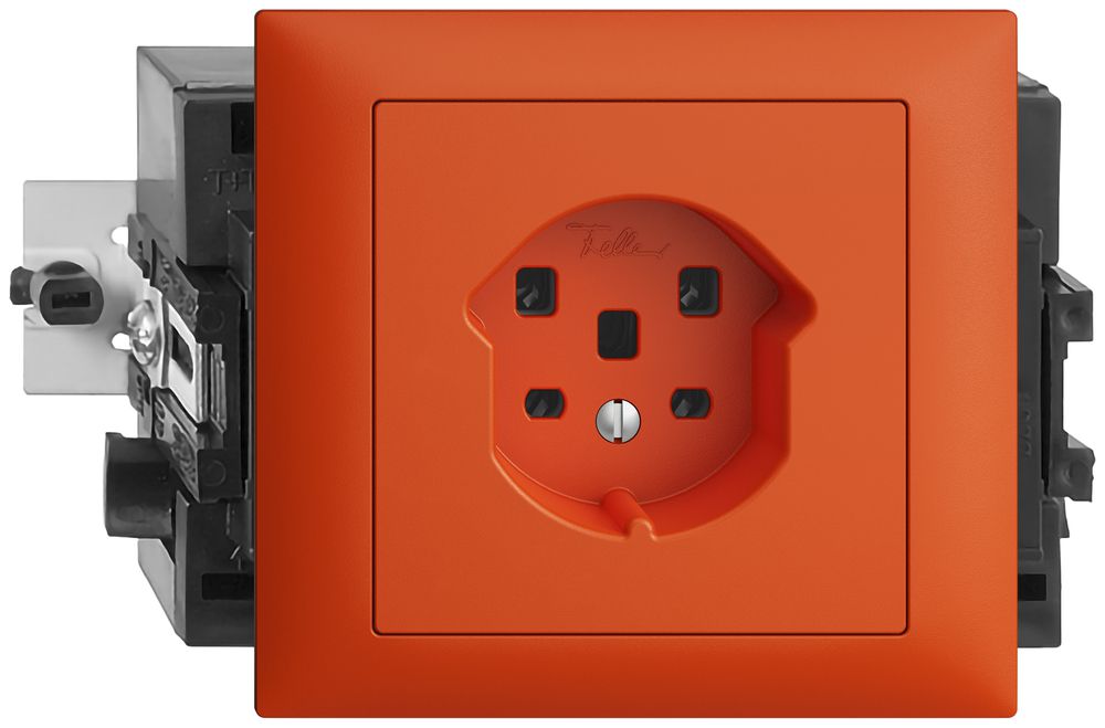 EB-Steckdose EDIZIOdue T25 16A orange 53mm, Schraubklemme