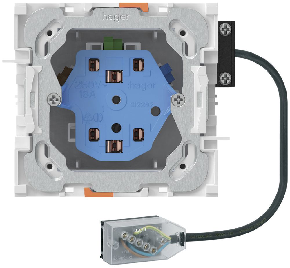 Prise INC 2×type 13/23, connexion câble plat Technofil, L3, Td 3×2.5mm²