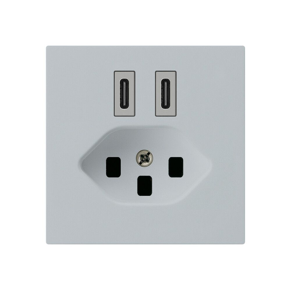 Prise de charge USB Hager kallysto C-C 20W+T23 5V 60×60mm gris