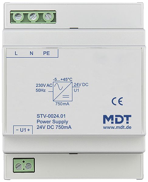REG-Netzteil MDT STV-0024.01 230VAC 24V 0.75A 18W 4TE