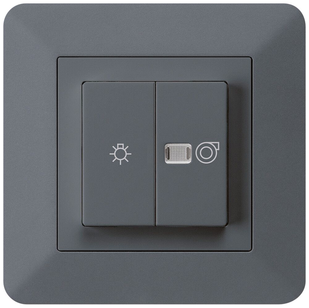 UP-Leuchtdruckschalter kallysto.trend anthrazit 1/1L Symbolen Licht+Ventilation