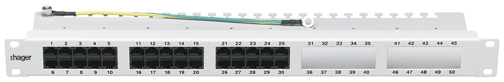 Voice-Panel 19" Hager HMS 50 Port unbestückt vernickelt