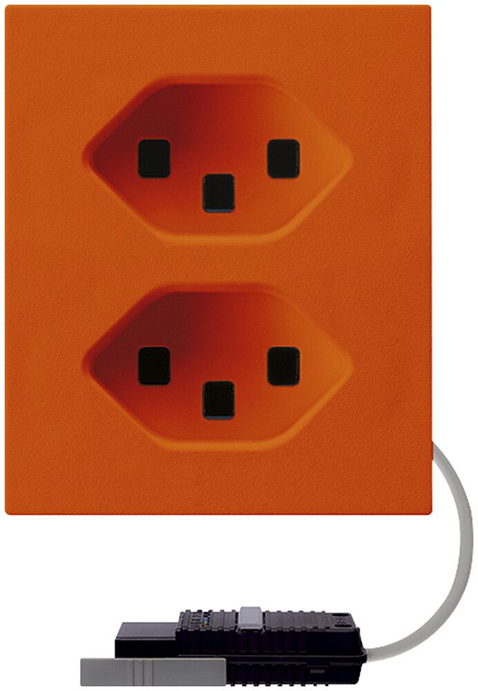 Presa FLF Hager 2×tipo 23 con adattatore cavo rotondo L3 D arancione