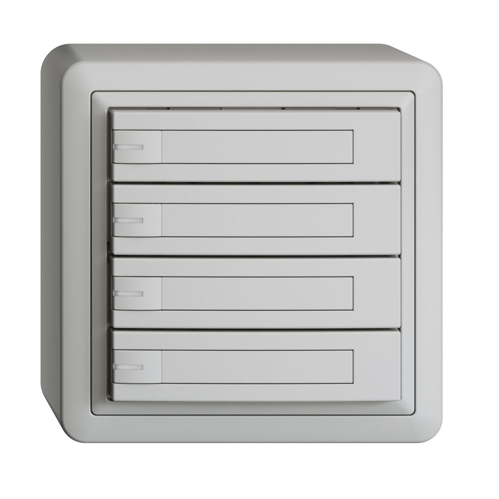 Poussoir KNX RGB AP EDUE, 250mW, a.LED RGB, a.papier, 4×poussoir, 1×touche, grc